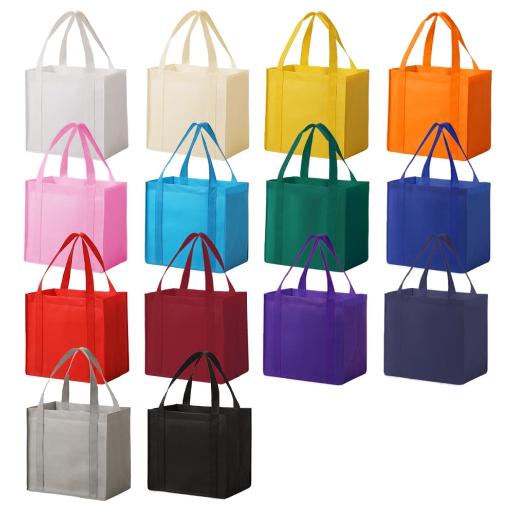 200 x custom non woven shopping tote bags with cardboard bases.